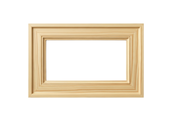 Simple wooden picture frame, isolated on transparent background