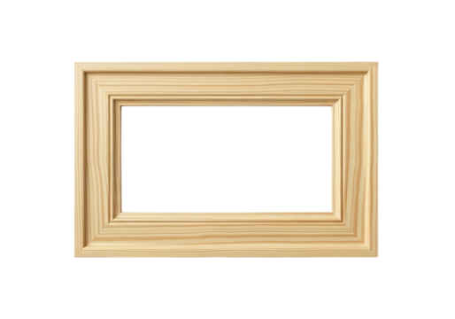 Simple wooden picture frame, isolated on transparent background