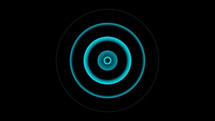Radio wave signal, radar and search visualization. Neon glowing audio waveforms, radial music and sound waves. Neon radial pulsation lamp.