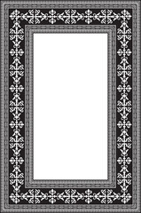 Obraz premium Vector black monochrome square Kazakh national ornament. Ethnic pattern of the peoples of the Great Steppe,