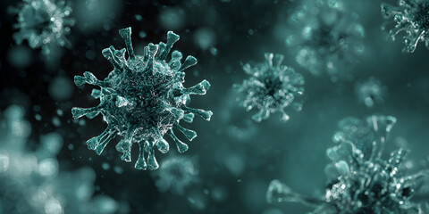 Glowing white bacteria floating in air