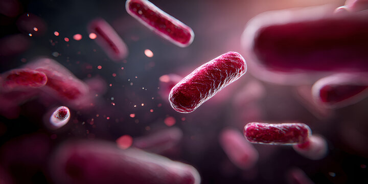 Pink bacteria in fluid motion - Powered by Adobe