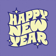 Happy New Year script text hand lettering. Design template Celebration typography poster, banner or greeting card for Merry Christmas and happy new year. Vector Illustration