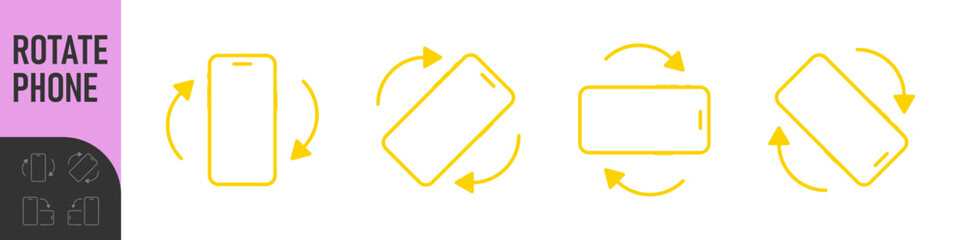 Rotate smartphone icon. Turn your mobile phone. Device rotation symbol. Rotate phone icon set vector illustration for web site or mobile app. Vector color illustration