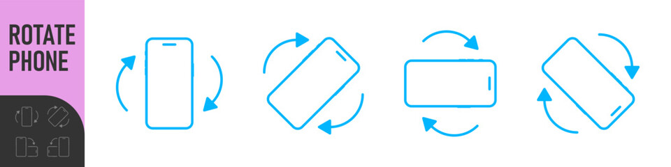 Rotate smartphone icon. Turn your mobile phone. Device rotation symbol. Rotate phone icon set vector illustration for web site or mobile app. Vector color illustration