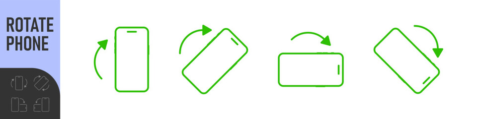 Rotate smartphone icon. Turn your mobile phone. Device rotation symbol. Rotate phone icon set vector illustration for web site or mobile app. Vector color illustration