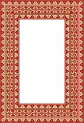 Vector red and gold square gothic ornament. Medieval European rectangle, border. Classic pattern of the Germans, Angles, Saxons, Franks.