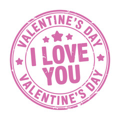 Pink valentine s day stamp i love you message