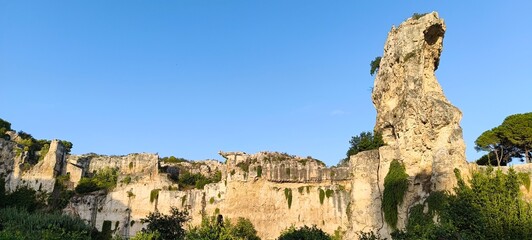 The Latomie are found in the northern part of the Neapolis Archaeological Park, Syracusa. These quarries were used in Greek and Roman times to extract the stone blocks, as well as a prison.
