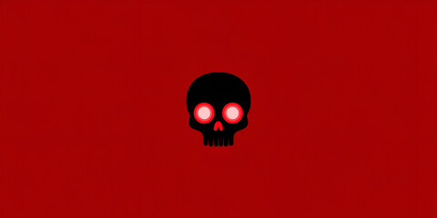 Cartoon-style glowing skull icon on red background