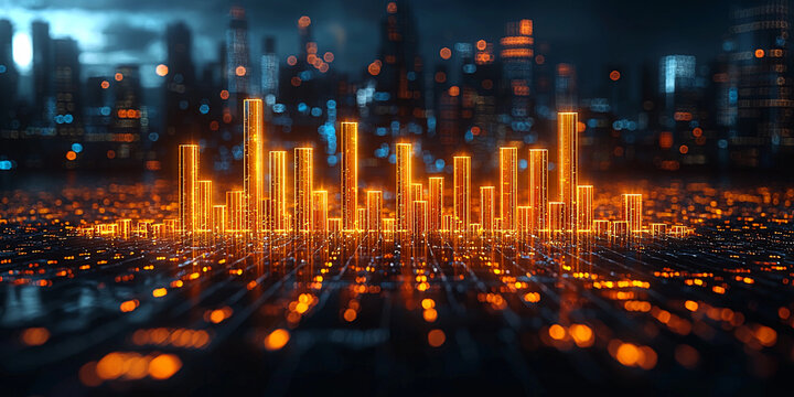 Business growth represented by rising golden bars Generative AI