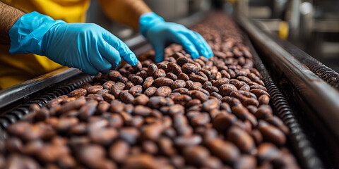 Inspecting cocoa beans for quality in processing facility Generative AI