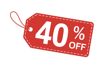 Red tag showing forty percent off discount offer