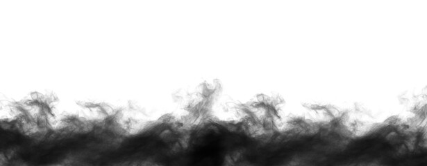 Black smoke rising against a transparent background, creating a dramatic and mysterious effect, perfect for adding depth and texture to designs isolated on transparent background