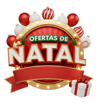 Selo Ofertas de Natal Renderizado em 3D para composi&ccedil;&otilde;es Natalinas Festivas