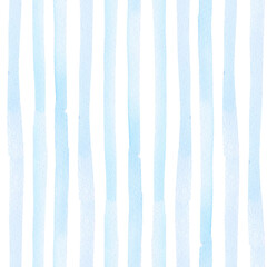 Watercolor blue stripes seamless pattern. Simple repeat cute lines. Colorful background for packaging, textile, fabric, wallpaper, scrapbook. © lunata