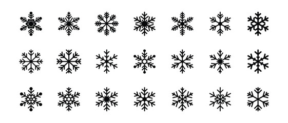 Set of Elegant Snowflake Icons for Winter and Christmas Designs