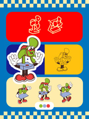 VIntage poster design character set from fan