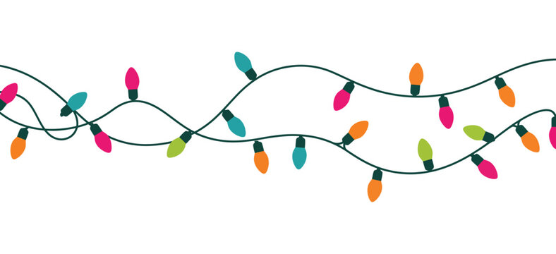 A festive tangled string of colorful holiday lights for celebration and decoration vector illustration