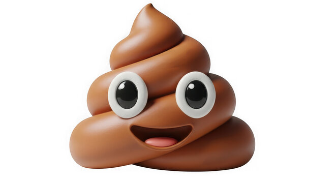 Smiling 3d rendered pile of poo emoji with expressive cartoon eyes.