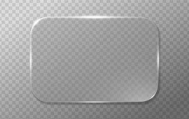 Realistic glassmorphism interface with glowing panel and white holographic button. Elegant 3D glass morphism template for website or app layout.