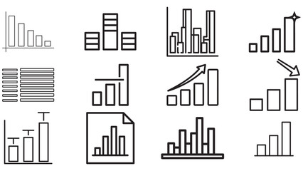 Obraz premium Bar graph icons in black — columns, ranks and comparative values for analytics dashboards and presentations