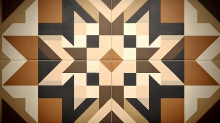 Geometric star pattern repeats across a surface of richly colored ceramic squares