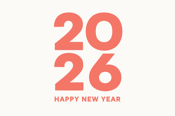 Bold Minimal 2026 Typography Layout With Overlapping Numbers In Warm Coral And Cream Color Scheme