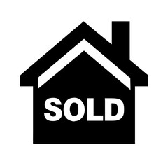 Real estate building silhouette vector with sold signboard