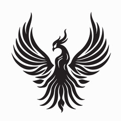 Phoenix Bird in Flames Symbol Vector Illustration on white background