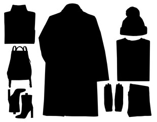 silhouettes of winter wear