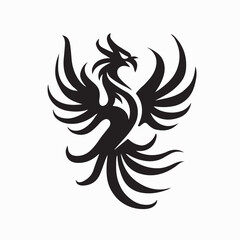 Elegant Phoenix Flame Silhouette Logo Vector on white background