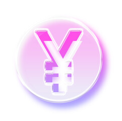 Obraz premium 3D Glassmorphism Yen and Yuan Icon, Neon Japanese Chinese Currency