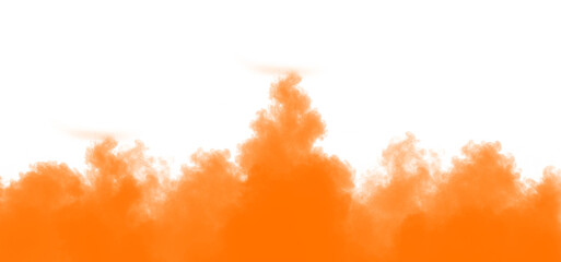 Orange smoke effect isolated on transparent background for design element, abstract cloud of color, ink in water, isolated on transparent background, vector illustration