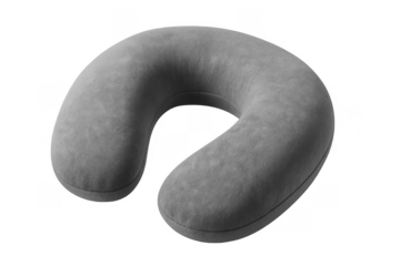 Grey u-shaped neck pillow providing comfort for travel