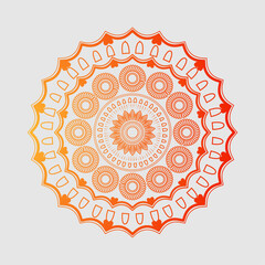 Vibrant orange gradient mandala with smooth decorative patterns. Great for posters, invitations, digital art, and spiritual or boho-style designs.