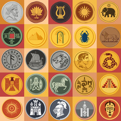 set illustration vector graphic of coins in ancient times