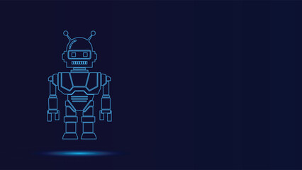 Retro Robot Vector Illustration Futuristic Technology Design Line Art Robot Character Artificial Intelligence Concept Robotics Symbol Vintage Robot Outline Graphic