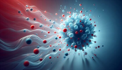 Abstract representation of a virus or microscopic organism with particles