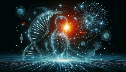 Abstract representation of human consciousness and digital transformation