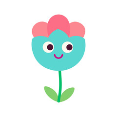 happy tulip cartoon characters with big eyes pastel vector illustration