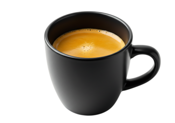 Aromatic black cup of espresso isolated on transparent background, ready to drink