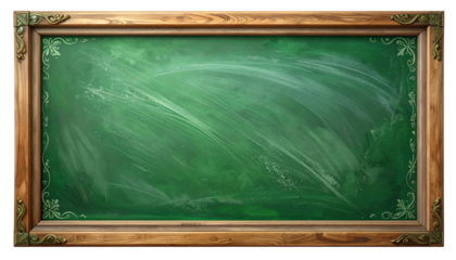 green chalkboard with frame isolated on white transparent background Remove png