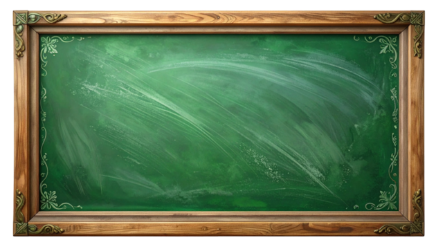 green chalkboard with frame isolated on white transparent background Remove png