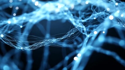 Dynamic blue abstract neural network with bright connecting nodes - Powered by Adobe