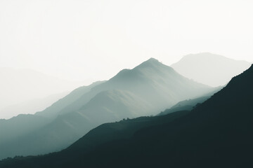 mountains in the fog