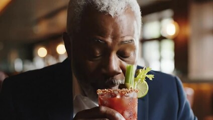 national bloody mary day elegant man savoring a drink