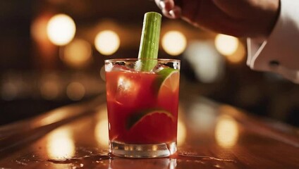 national bloody mary day bartender garnishes fresh with celery stick