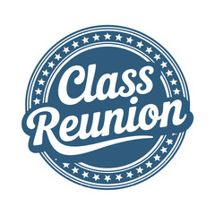 Retro class reunion emblem with stars and text
