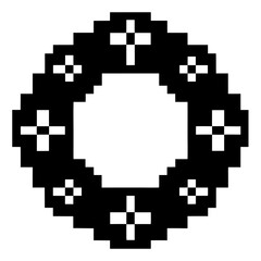 Retro pixel art diamond frame with small cross symbols Vector